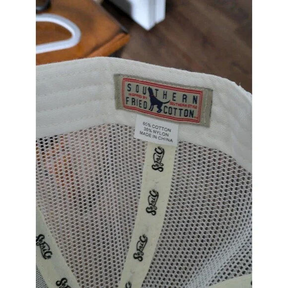 Southern Fried Cotton Fish Designed Mens Hat Mesh Trucker Adjustable Brown - Picture 4 of 4
